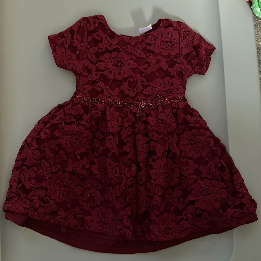 Infant maroon lace dress